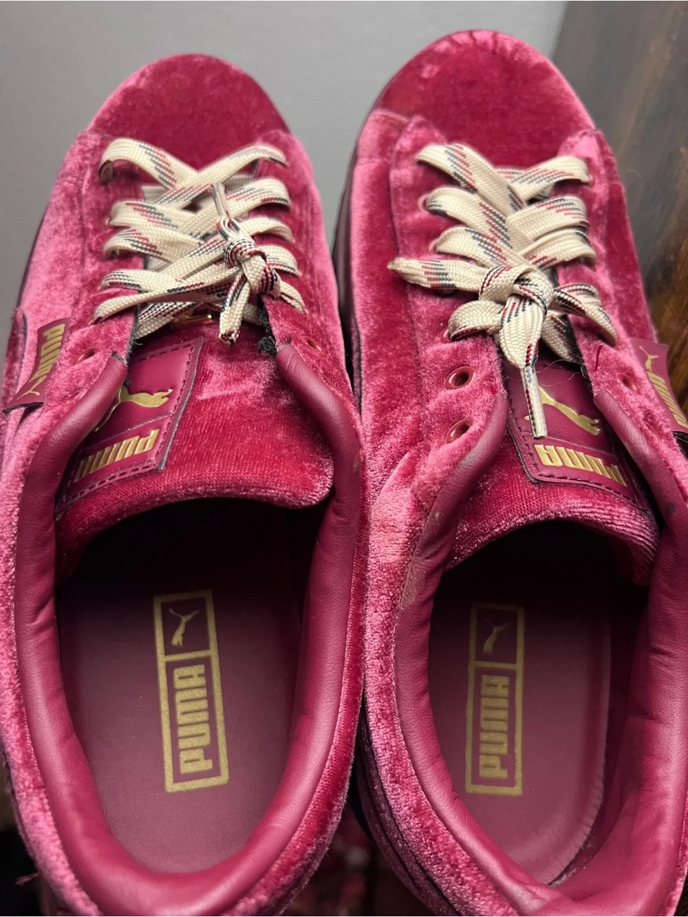 Puma Women's Velvet Platform Sneakers in Burgundy - Picture 9 of 9